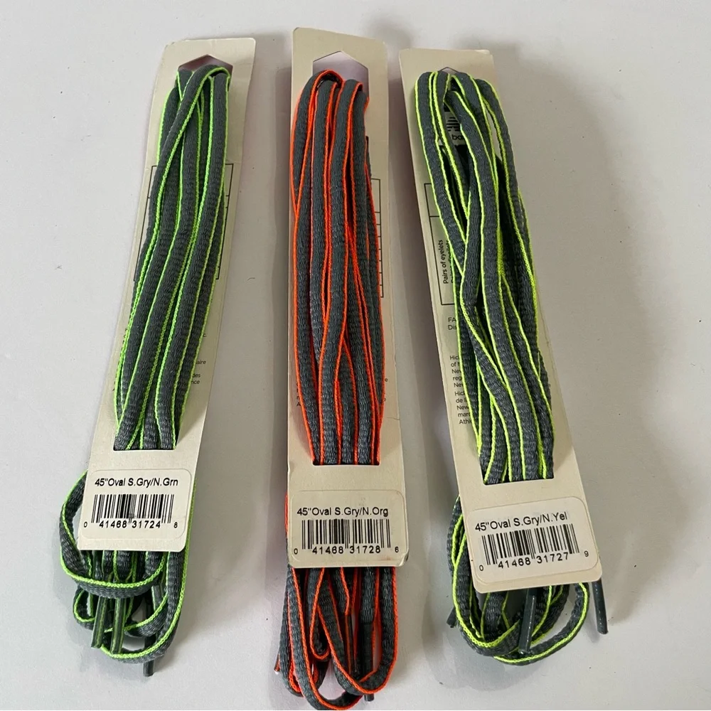 New Balance Gray/Neon Oval Laces 45” Bundle